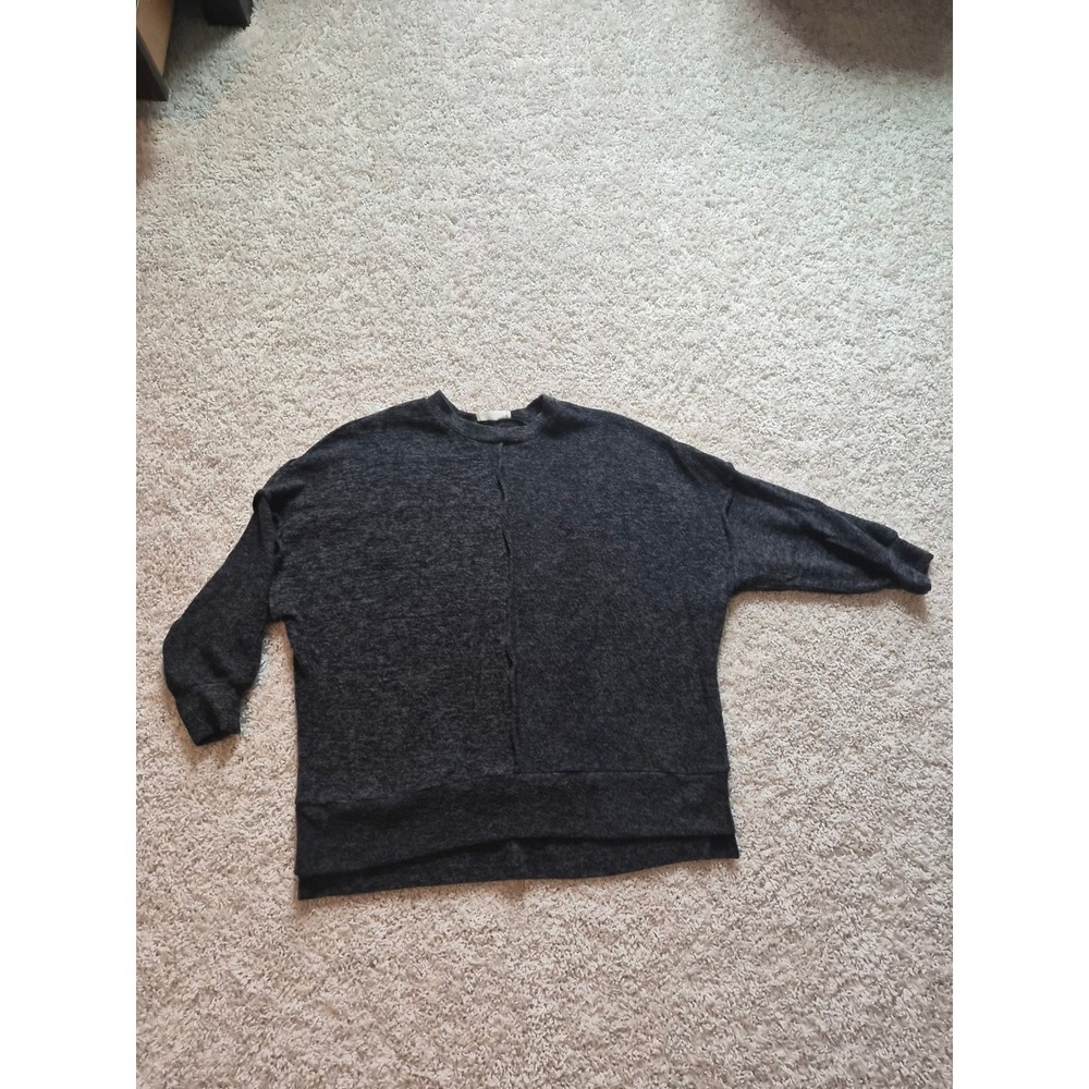 Zenana Charcoal Gray Oversized Dolman Sleeve Sweater Exposed Seam HT-2164Y Small